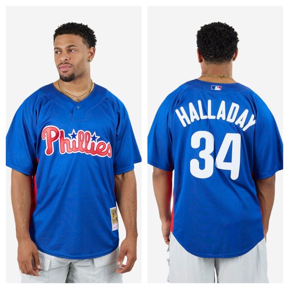 Mitchell & Ness Authentic Roy Halladay Philadelphia Phillies 2010 BP Jersey L - Picture 1 of 10